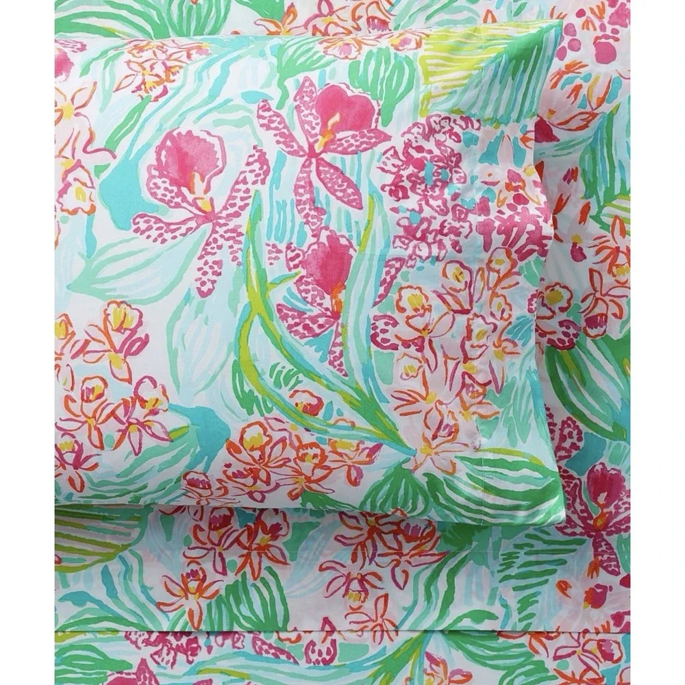 Pottery Barn Teen Lilly Pulitzer Orchid Sheet Set 3 Pc Twin